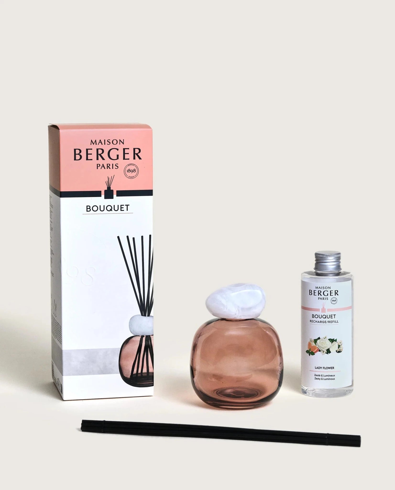 Raumduft Diffuser Mineral Rosa/Weiß - Lady Flower von Maison Berger