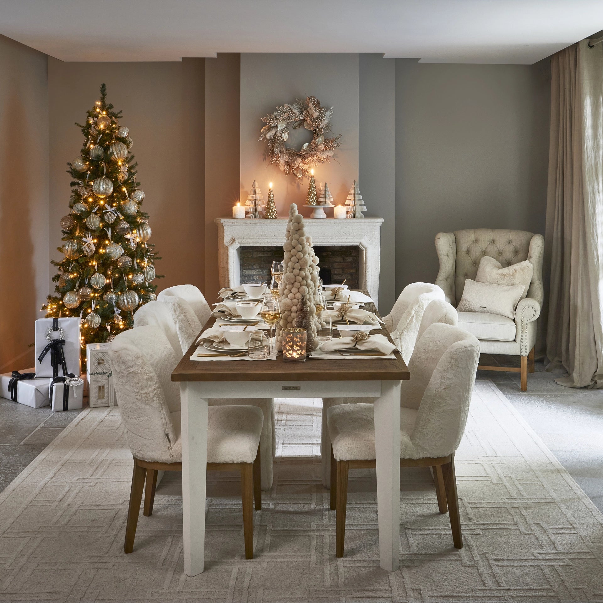 Riviera Maison Esszimmerstuhl Whistler – ohne Armlehnen DC Faux Fur Snow von Rivièra Maison