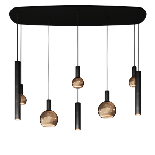 4311 - Riva Pendelleuchte Dänisch oval 145cm - 8 Leuchten von ZTAHL