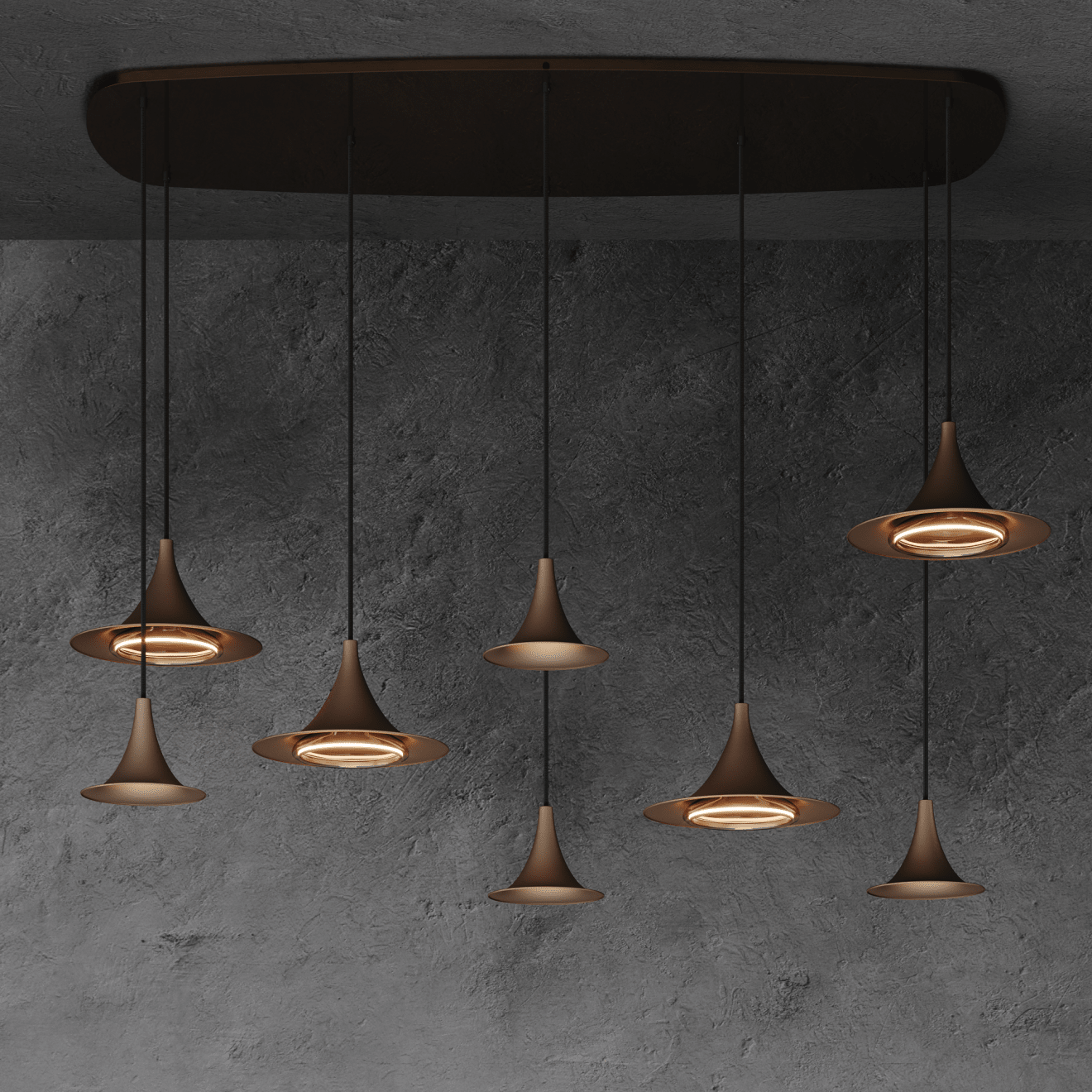 6700 - Arezzo Pendelleuchte Dänisch Oval Platinum - 8 Lichter von ZTAHL