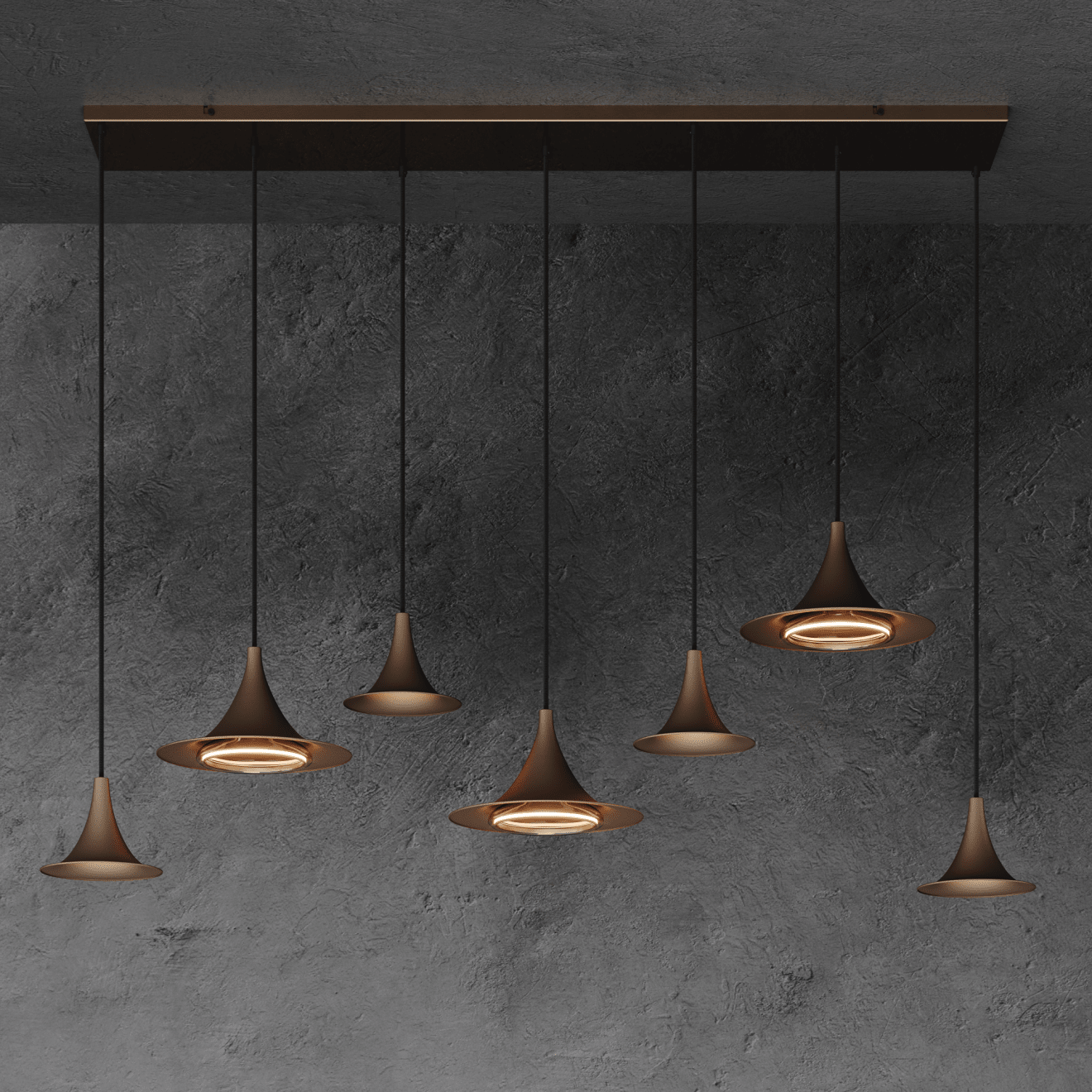 6730 - Arezzo Pendelleuchte Recht 145cm Platinum - 7 Lichter von ZTAHL