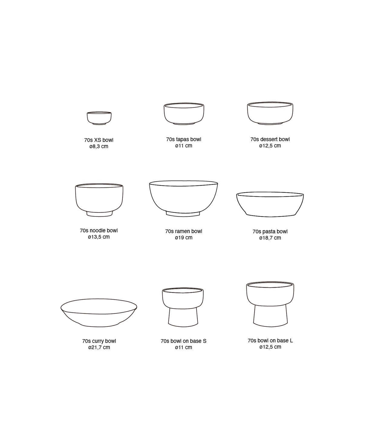 70s ceramics: ramen bowls, minimalist (set of 2)