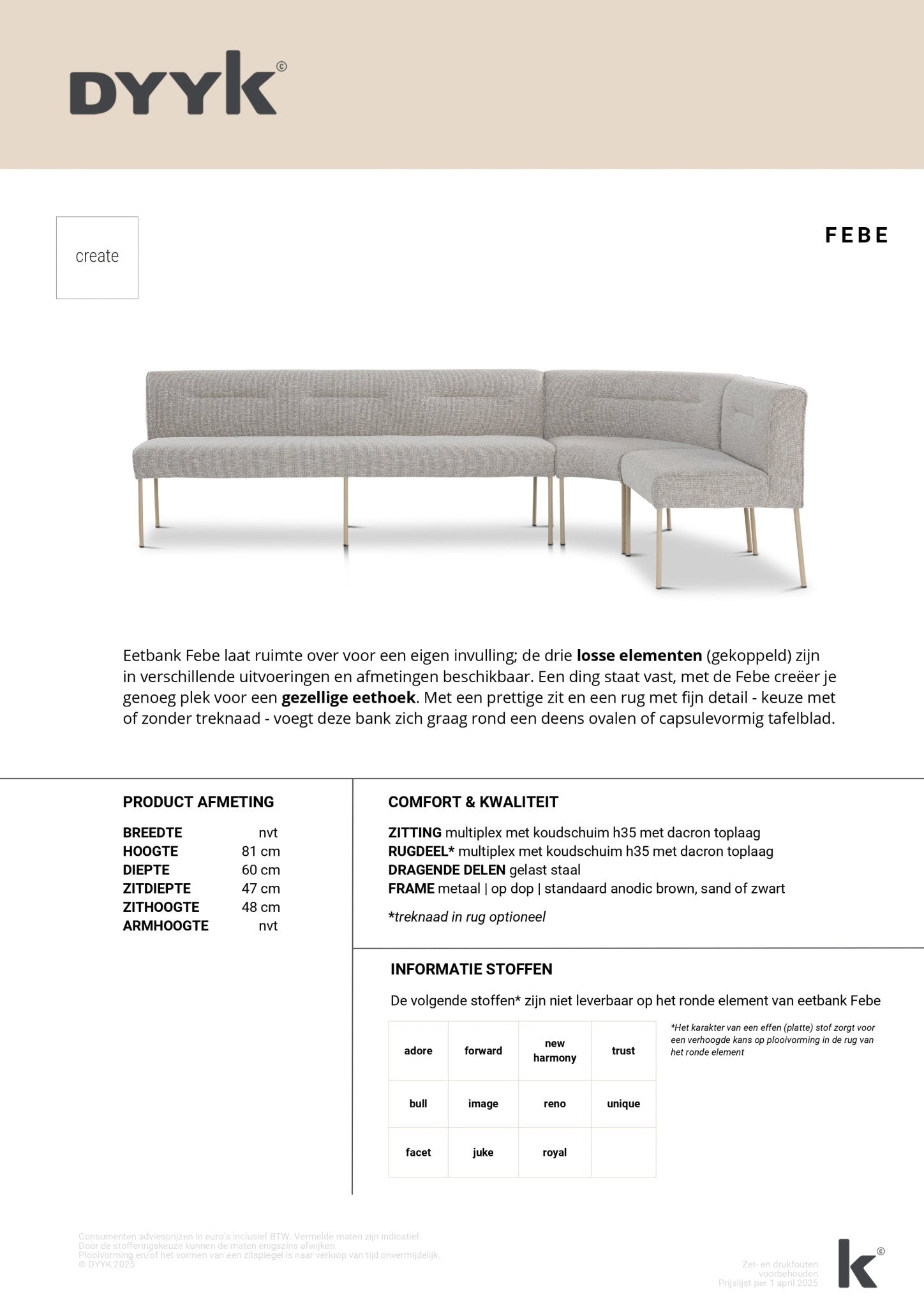 Esszimmerbank Febe von Dyyk