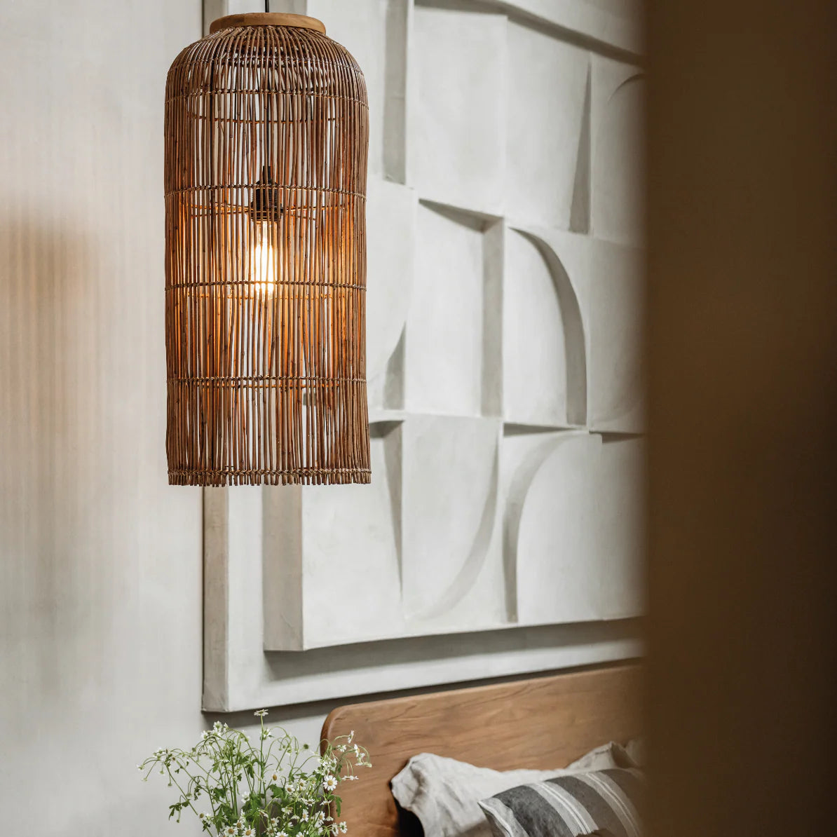 Pendelleuchte Aura Slimm Rattan, Braun