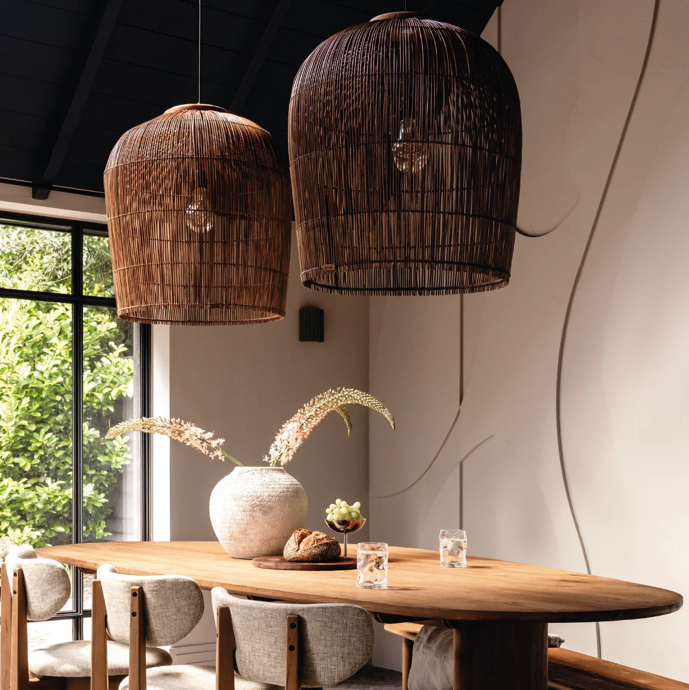 Pendelleuchte Aura Rattan, Braun von d - Bodhi