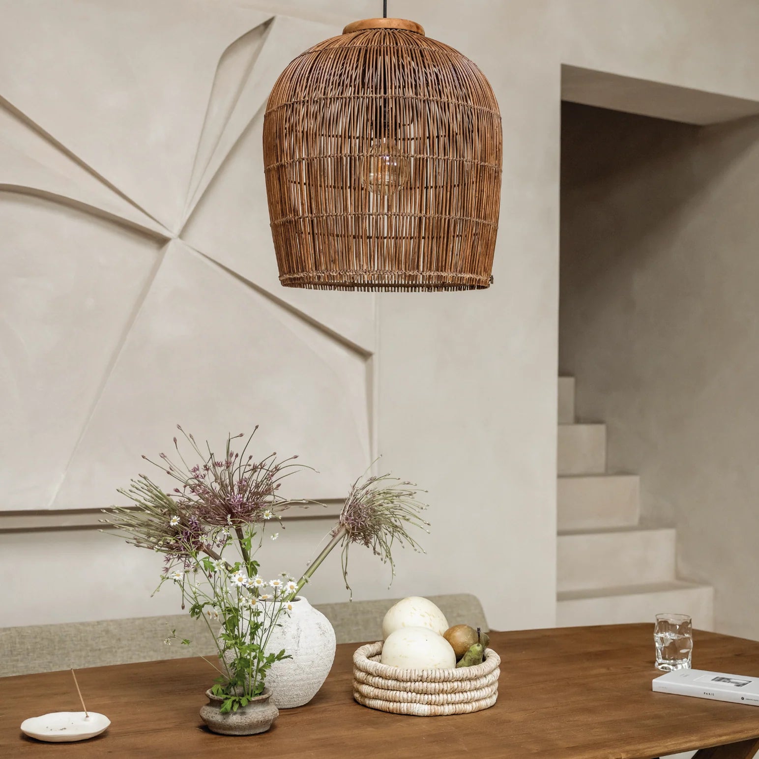 Pendelleuchte Aura Rattan, Braun