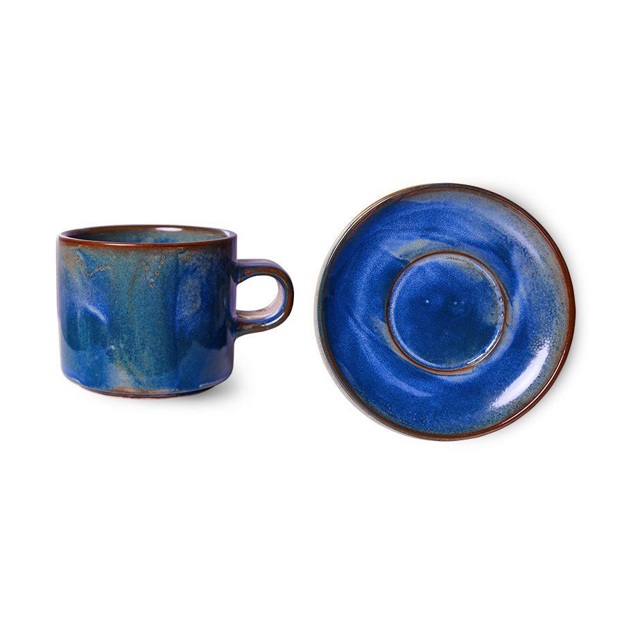 Chef Ceramics: Tasse und Untertasse Rustic, Blau, 220ml von HKliving