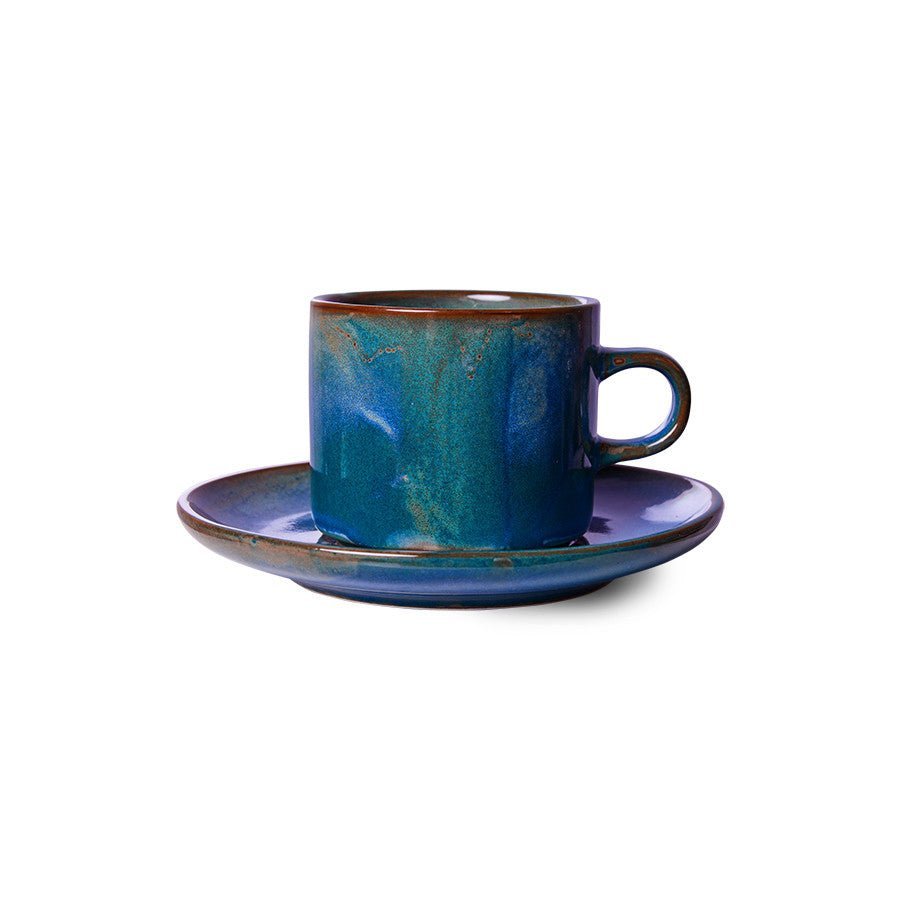 Chef Ceramics: Tasse und Untertasse Rustic, Blau, 220ml von HKliving