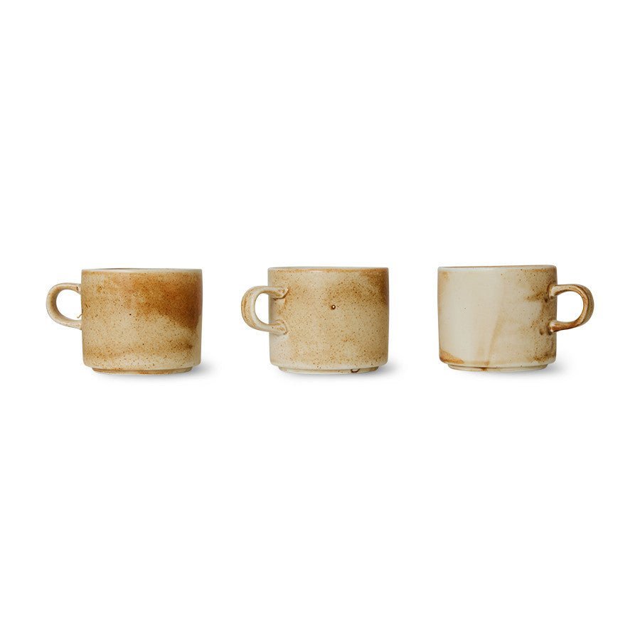 Chef Ceramics: Tasse und Untertasse Rustic, Creme/Braun, 220ml von HKliving