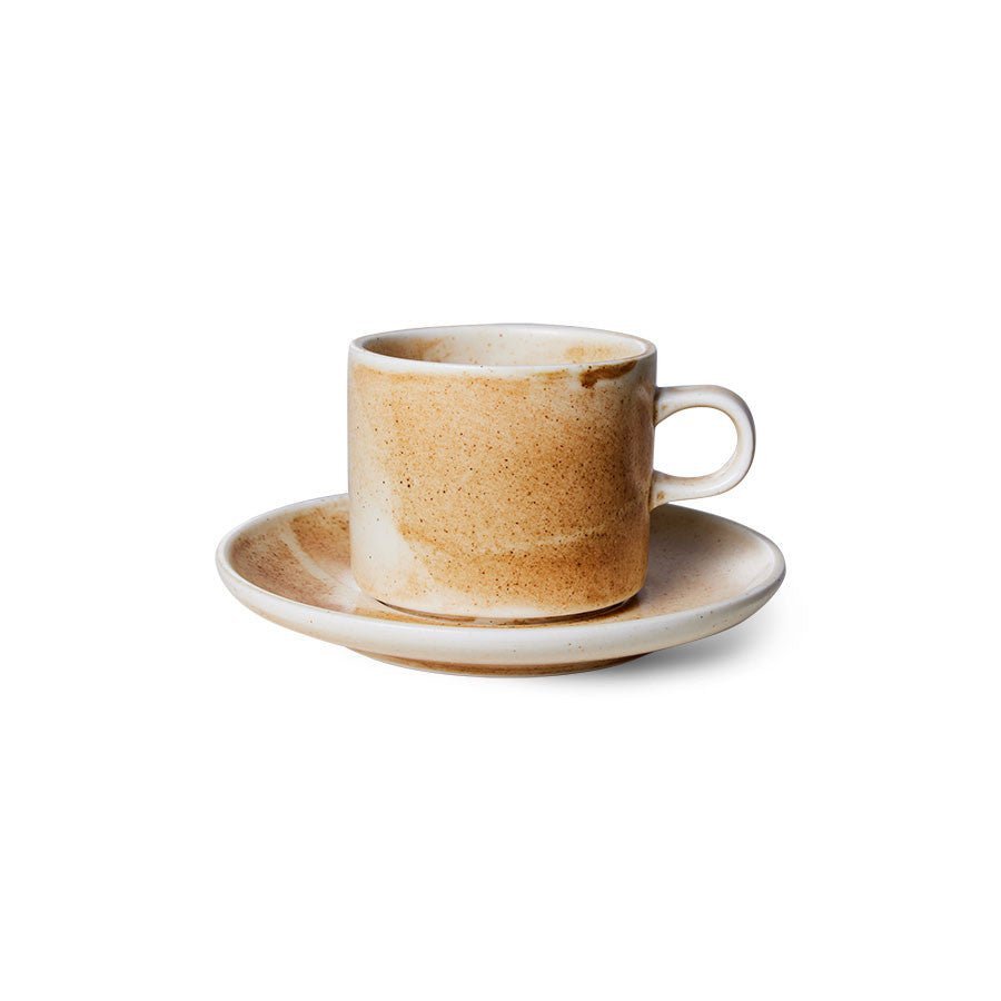 Chef Ceramics: Tasse und Untertasse Rustic, Creme/Braun, 220ml von HKliving