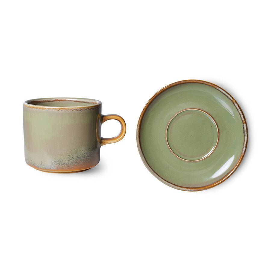 Chef Ceramics: Tasse und Untertasse Rustic, Grün, 220ml von HKliving