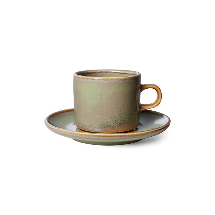 Chef Ceramics: Tasse und Untertasse Rustic, Grün, 220ml von HKliving