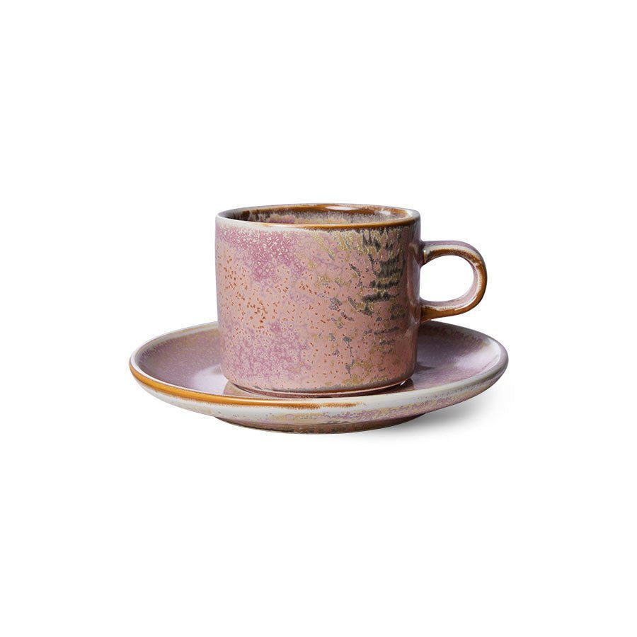 Chef Ceramics: Tasse und Untertasse Rustic, Pink, 220ml von HKliving