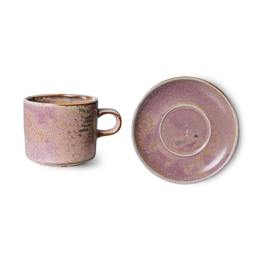Chef Ceramics: Tasse und Untertasse Rustic, Pink, 220ml von HKliving