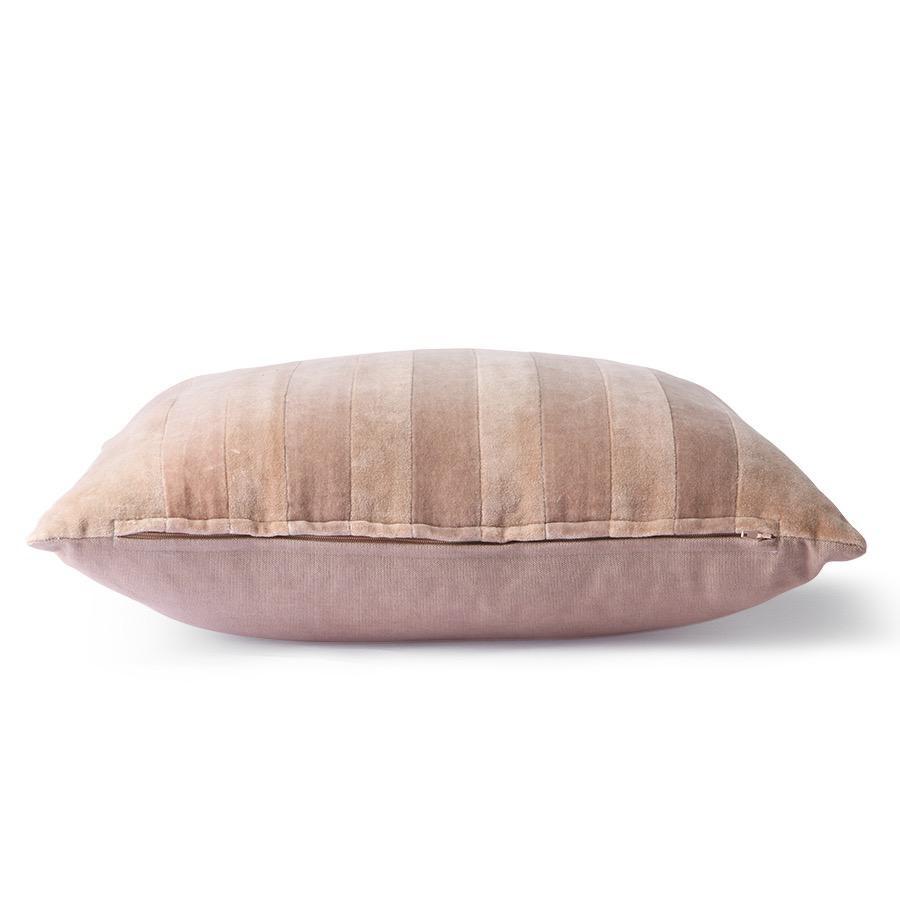 Gestreiftes Kissen samt beige / liver (45x45 cm) - HKliving