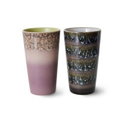 Keramik 70ern Latte Tassen, Forest (2er Set) - HKliving