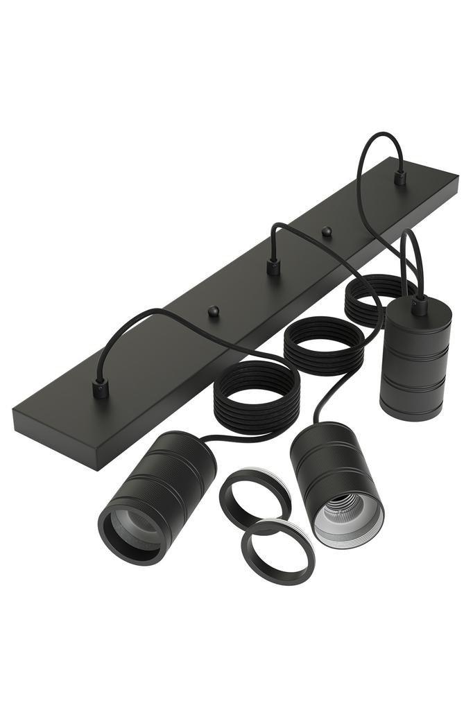 Multi Cord Retro Pendel 3x E27 Rechteckig Schwarz von Calex