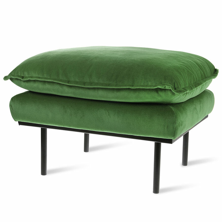 Retro Hocker Samt Grün – My Dutch Living Room
