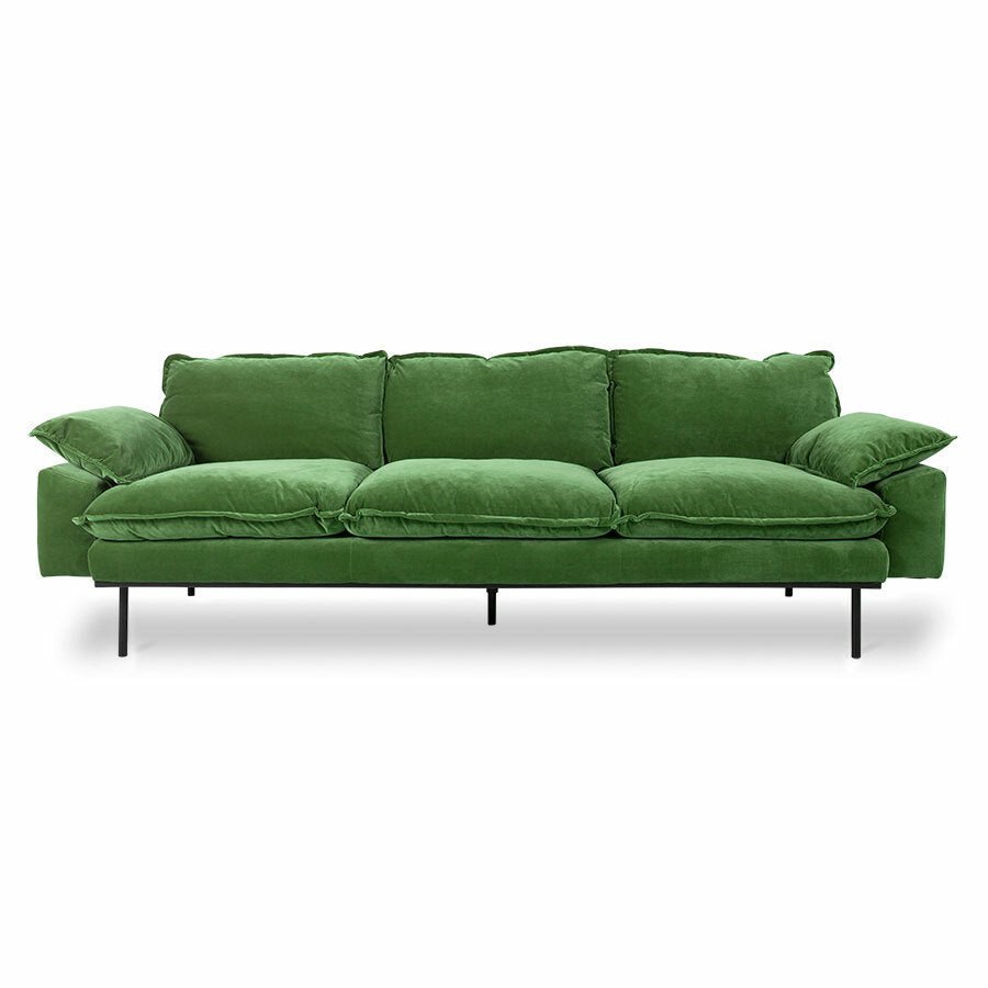Retro Sofa 4 - Sitzer Samt Grün von HKliving