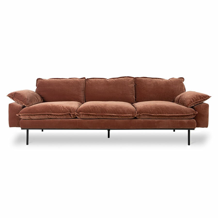 Retro Sofa 4 - Sitzer Samt Magnolia von HKliving