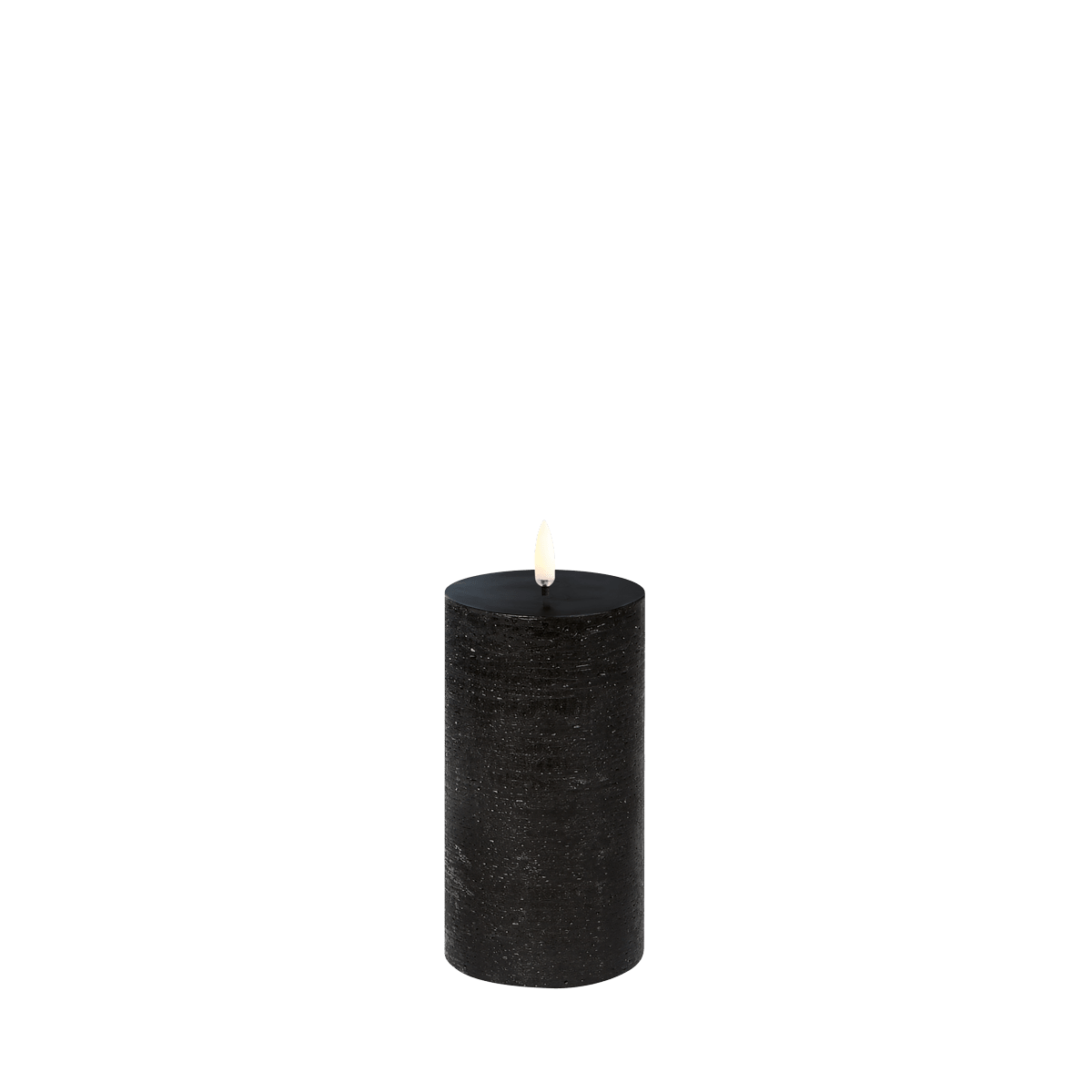 LED Blockkerze Schwarz Rustic Ø 7,8cm x 15 cm von Uyuni