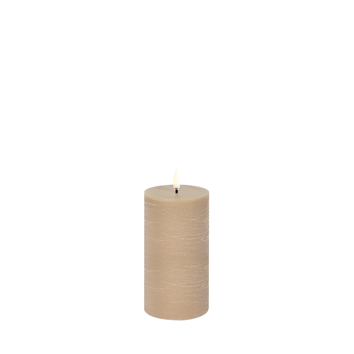 LED Blockkerze Beige Rustic Ø 7,8cm x 15 cm