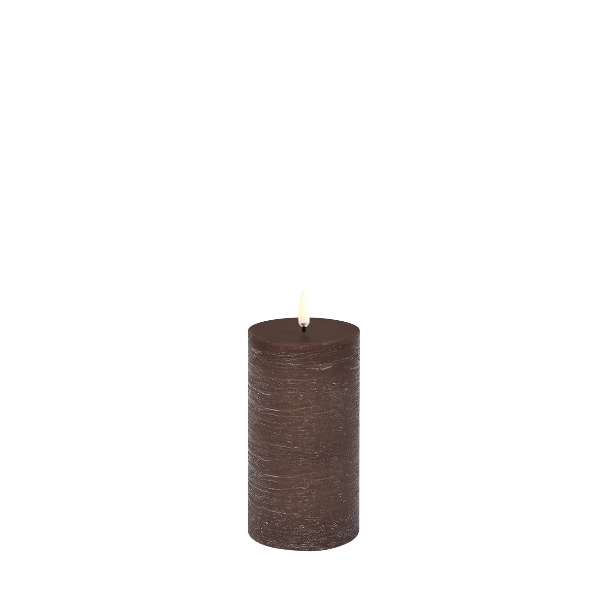 LED Blockkerze Braun Rustic Ø 7,8cm x 15 cm von Uyuni