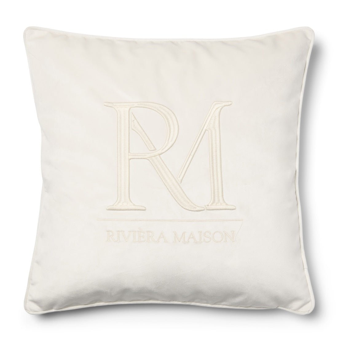 RM Monogram Velvet Pillow white 50x50 von Rivièra Maison