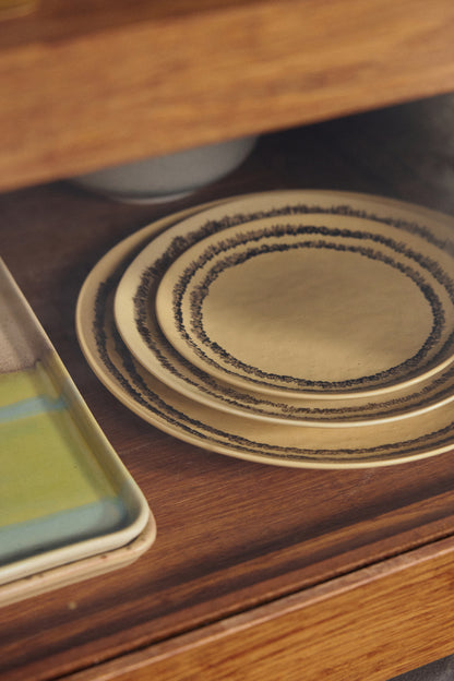 70s ceramics: dinner plate, vanilla (set of 2)
