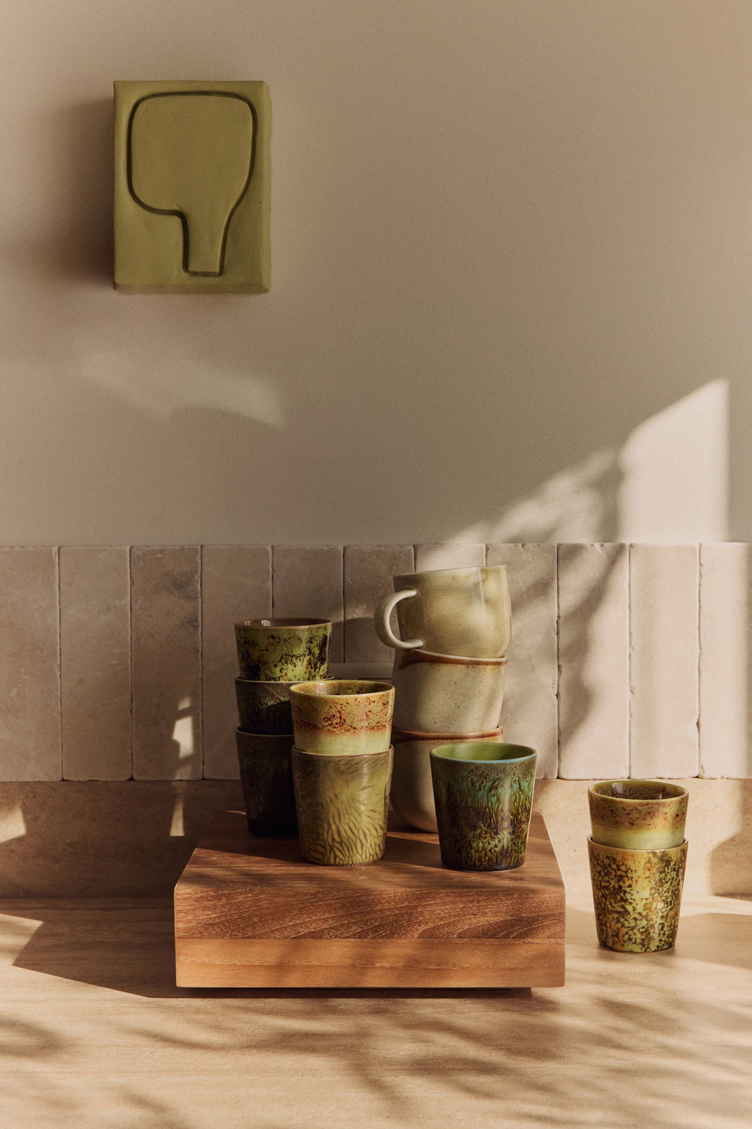 70s ceramics: Van Gogh coffee mugs, sunflowers (set of 2)