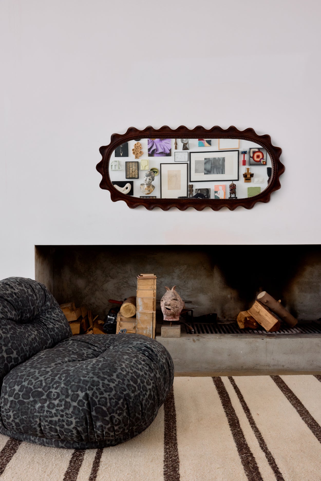 Wooden ripple mirror 135x61cm von HKliving
