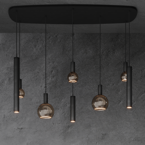 4311 - Riva Pendelleuchte Dänisch oval 145cm - 8 Leuchten