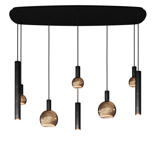 4311 - Riva Pendelleuchte Dänisch oval 145cm - 8 Leuchten
