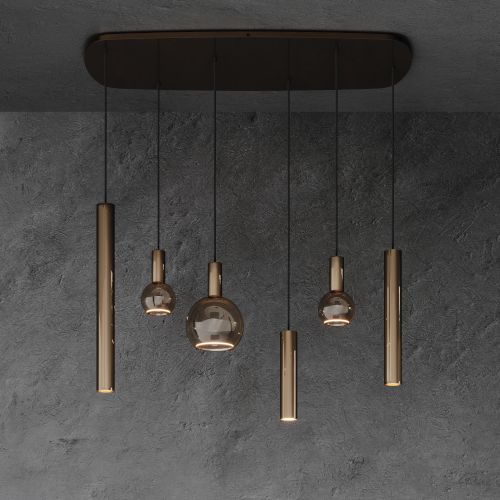 4316 - Riva Pendelleuchte Dänisch oval 110cm - 6 Leuchten