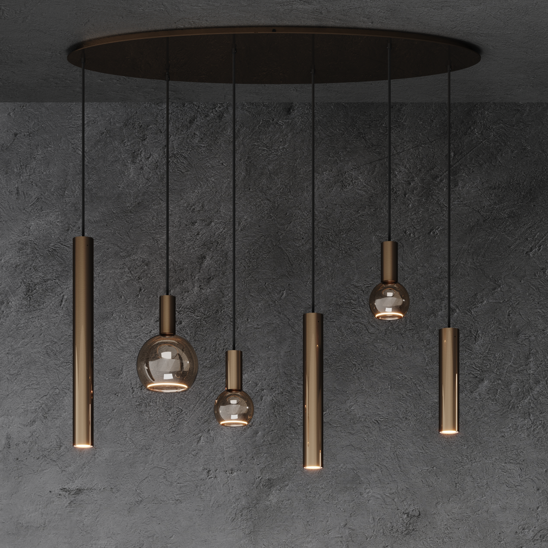 4395 - Riva Pendelleuchte oval 120cm - 6 Leuchten