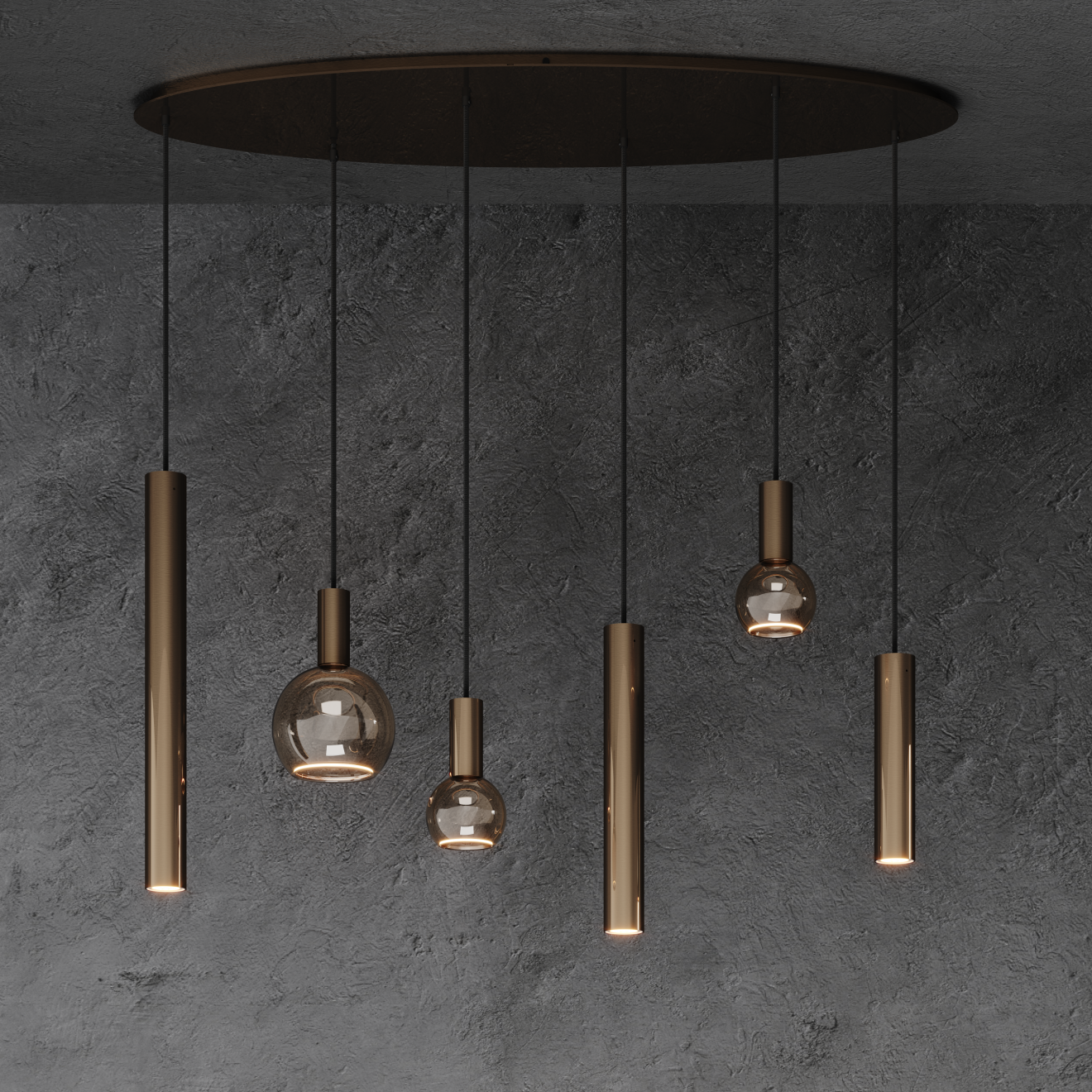 4395 - Riva Pendelleuchte oval 120cm - 6 Leuchten