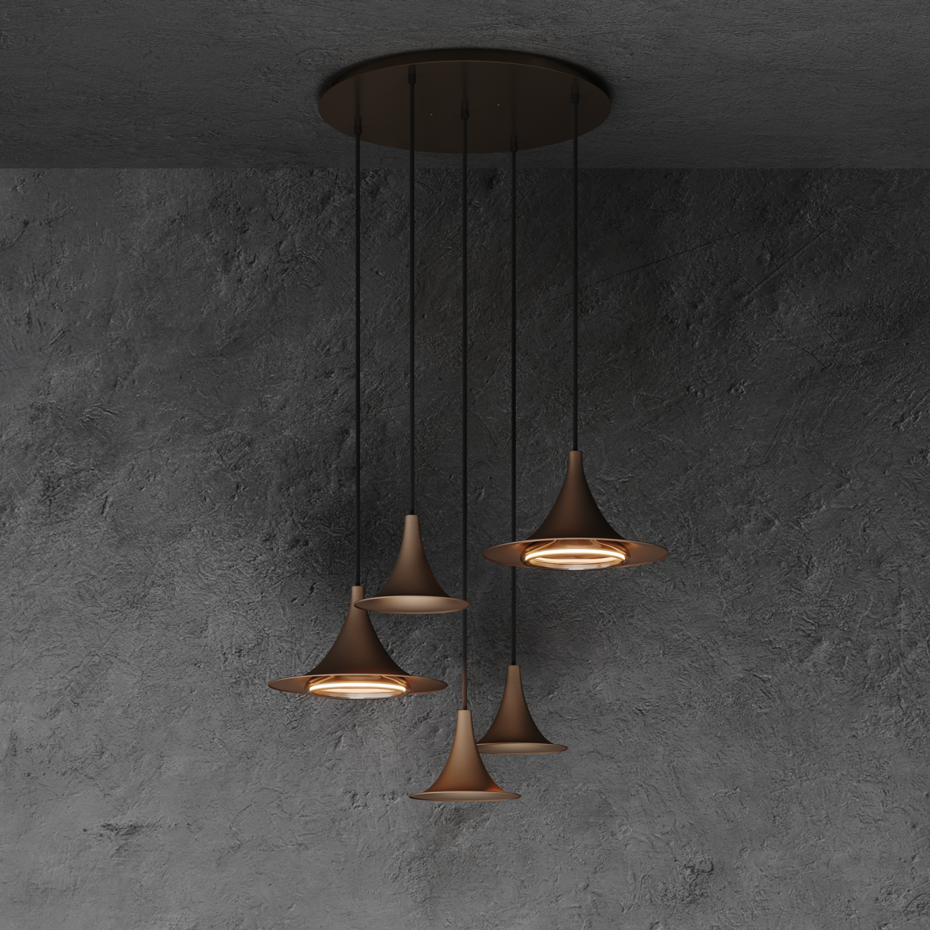 6720 - Arezzo Pendelleuchte rund Ø50cm Platinum - 5 Lichter