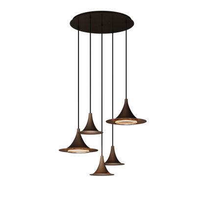 6720 - Arezzo Pendelleuchte rund Ø50cm Platinum - 5 Lichter