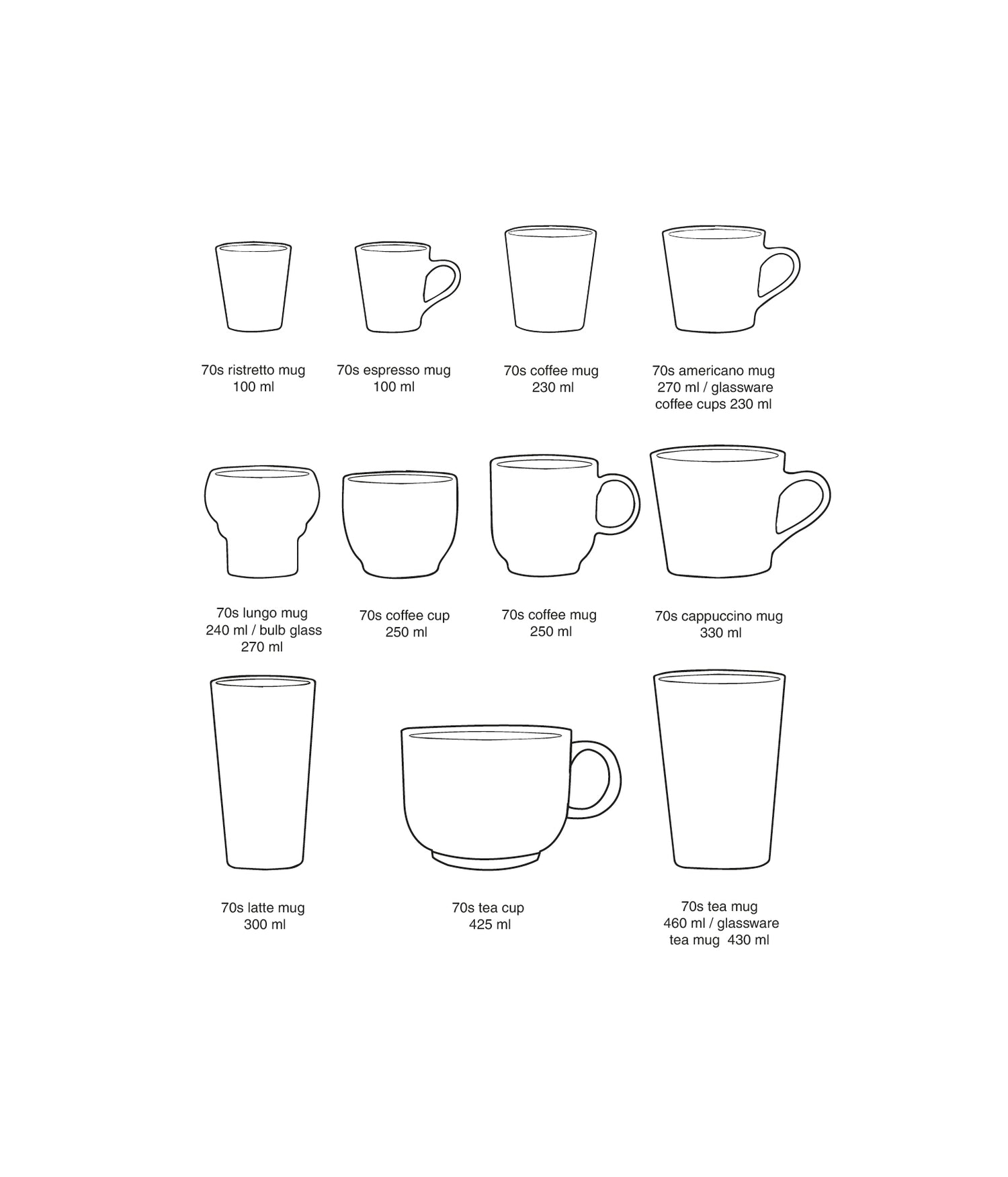 70´s Ceramics: Tasse Serendipity, Set von 4, 230ml