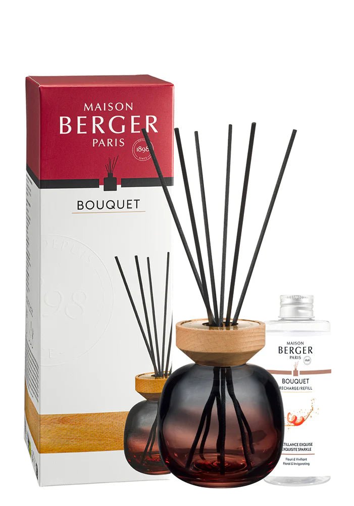 Raumduft Diffuser Wood Grau-Rot- Pétillance Exquise von Maison Berger