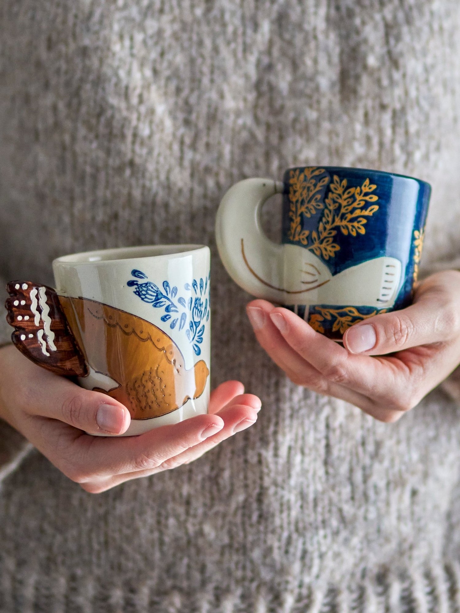 Tasse Hezha, Blau, Steingut von Bloomingville erhältlich bei My Dutch Living Room GmbH