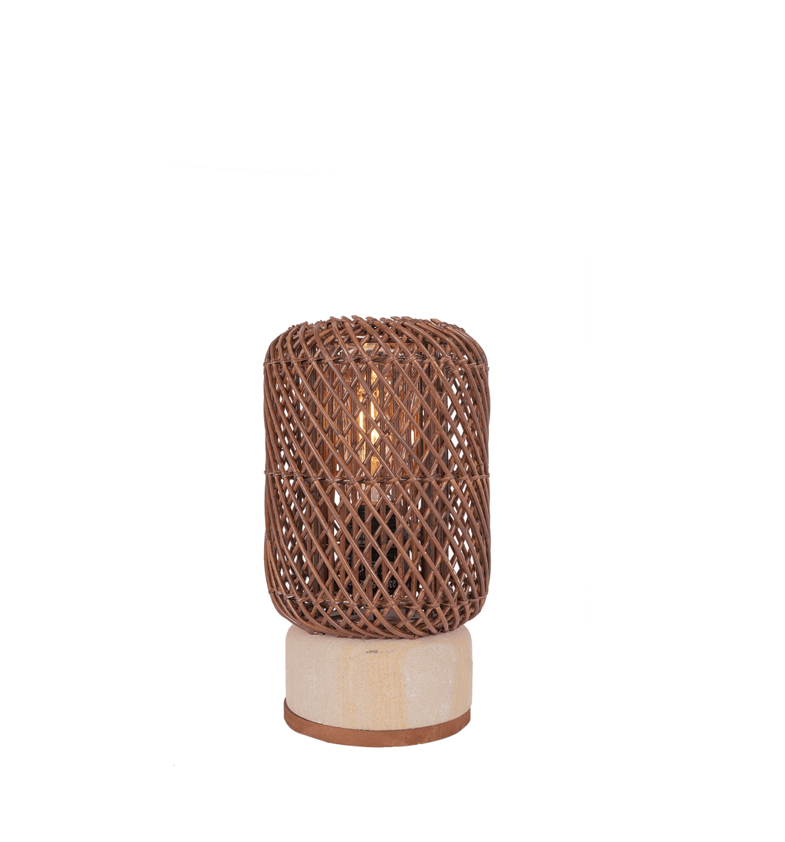 Pole Rattan Tischlampe Braun