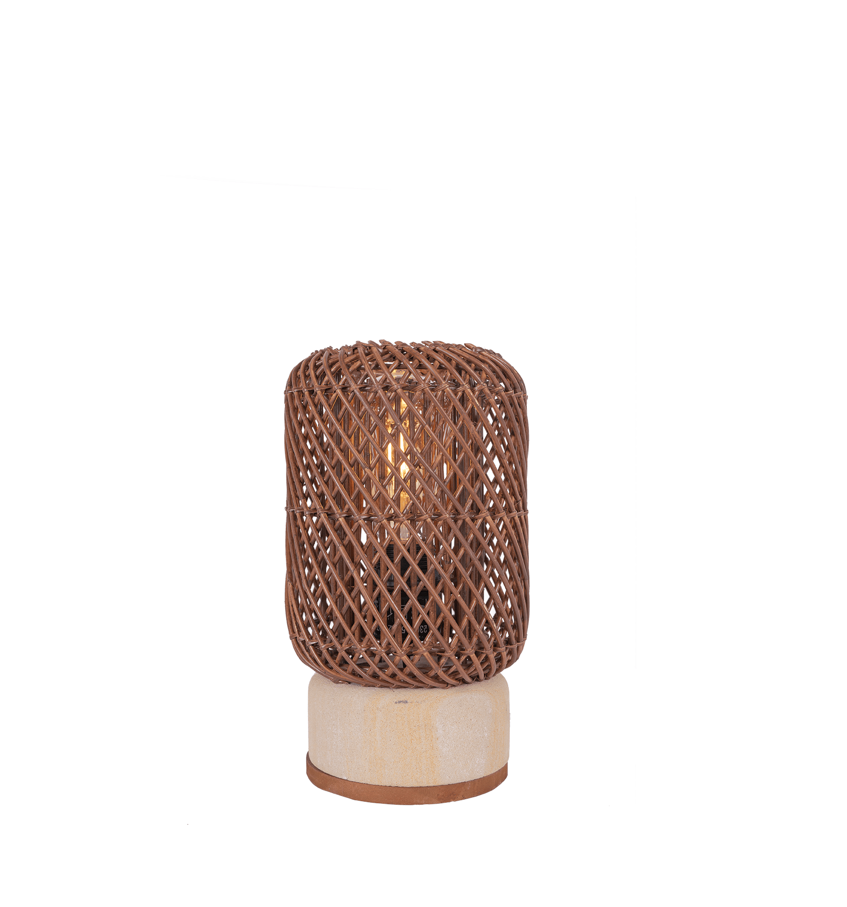 Pole Rattan Tischlampe Braun