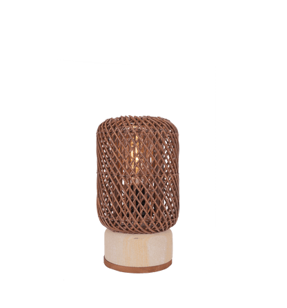 Pole Rattan Tischlampe Braun