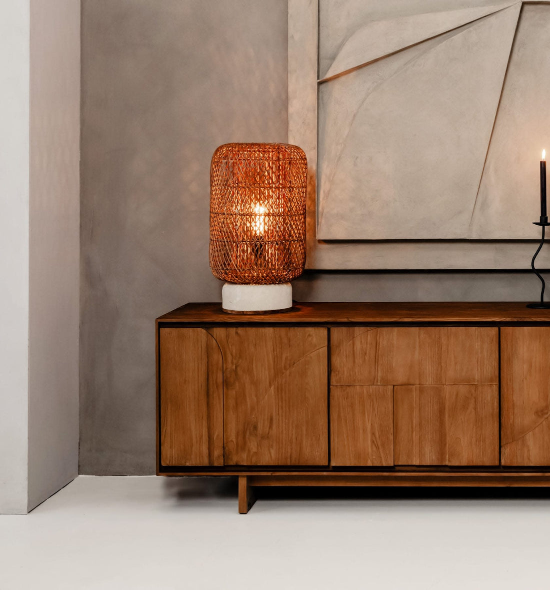 Palma Rattan Tischlampe Braun