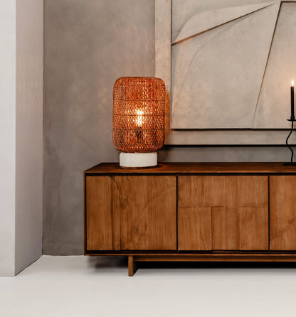Palma Rattan Tischlampe Braun