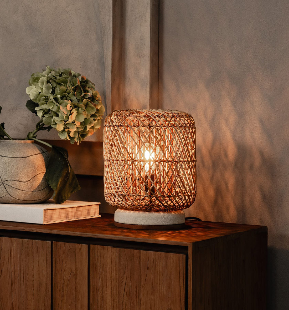 Tischleuchte Pole Rattan