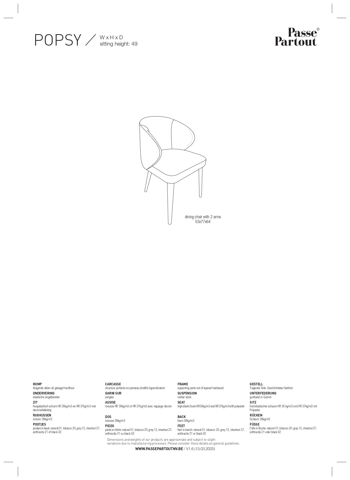 Stuhl Popsy - Bobby Shell White