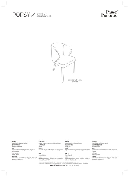 Stuhl Popsy - Bobby Shell White