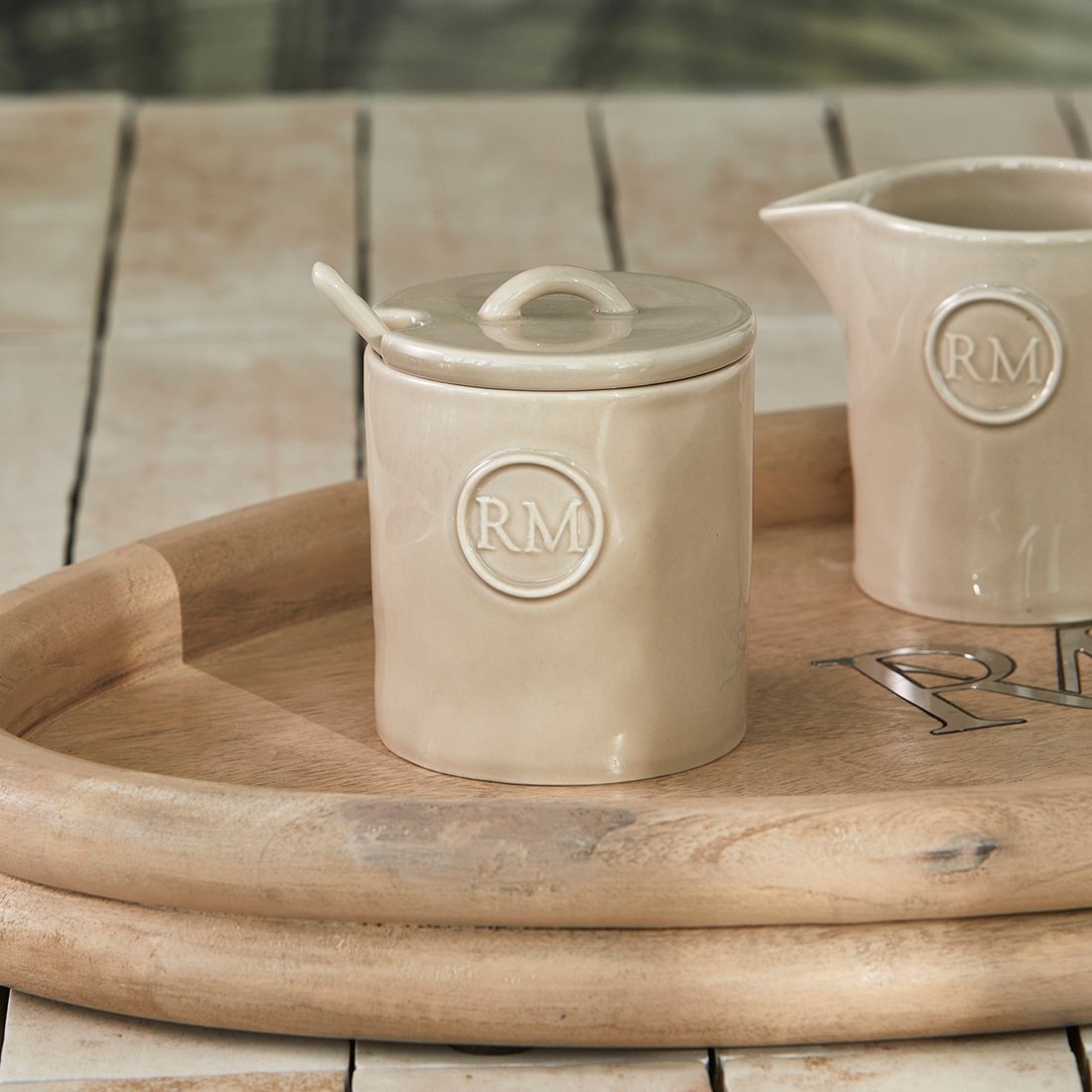 Zuckerdose mit Löffel Portofino, Flax